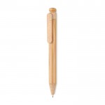 Bambus-Kugelschreiber mit Druckknopf Farbe orange erste Ansicht