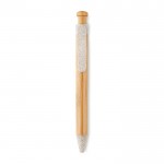 Bambus-Kugelschreiber mit Druckknopf Farbe beige
