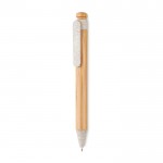 Bambus-Kugelschreiber mit Druckknopf Farbe beige erste Ansicht