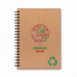 Nachhaltiges Notizbuch bedrucken Farbe grün Ansicht mit Logo 1