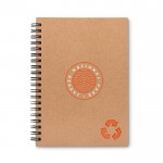 Nachhaltiges Notizbuch bedrucken Farbe orange Ansicht mit Logo 1