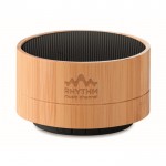 Bluetooth-Lautsprecher Bambus bedrucken Farbe schwarz Ansicht mit Logo 4