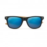 Sonnenbrille mit Siebdruck und Bambusbügel Farbe blau