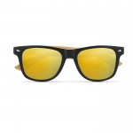Sonnenbrille mit Siebdruck und Bambusbügel Farbe gelb