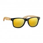 Sonnenbrille mit Siebdruck und Bambusbügel Farbe gelb erste Ansicht