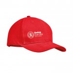 Hochwertige Kappen mit Siebdruck Farbe rot Ansicht mit Logo 1