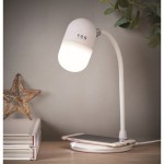 Lampe mit kabelloser Ladefunktion Farbe weiß Stimmungsbild mit Druck