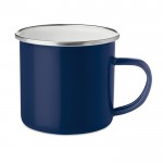 Vintage-Tasse aus Metall mit versilbertem Rand Farbe blau