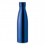 Bedruckte Thermosflasche aus Stahl Farbe blau