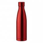 Bedruckte Thermosflasche aus Stahl Farbe rot