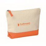 Kulturtaschen aus Baumwolle bedrucken Farbe orange dritte Ansicht mit Logo