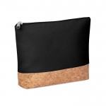 Bedruckte Kulturtasche aus Baumwolle und Kork Farbe schwarz dritte Ansicht