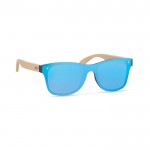 Werbeartikel Sonnenbrille mit Bambusbügeln Farbe blau