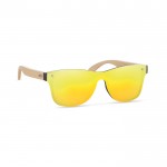 Werbeartikel Sonnenbrille mit Bambusbügeln Farbe gelb