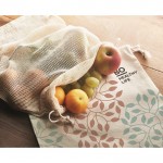 Baumwolltasche für Lebensmittel vom Typ Netz Farbe beige Stimmungsbild mit Druck