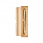 Bedruckbarer Kugelschreiber mit Bambusbox Ansicht mit Druckbereich