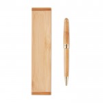 Bedruckbarer Kugelschreiber mit Bambusbox Farbe holzton dritte Ansicht