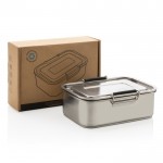 Robuste und haltbare Brotzeitbox als Werbemittel Farbe Silber Ansicht mit Box