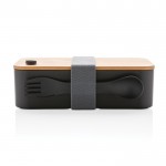 Lunchbox mit Bambusdeckel und Gabel Farbe schwarz vierte Ansicht