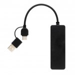 USB-Hub aus recyceltem Kunststoff Farbe Schwarz zweite Ansicht