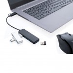 USB-Hub aus recyceltem Kunststoff Farbe Schwarz vierte Ansicht