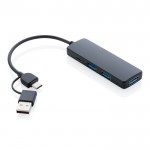 USB-Hub aus recyceltem Kunststoff Farbe Schwarz fünfte Ansicht
