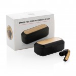 Qualitätskopfhörer mit Bambus Farbe schwarz Ansicht mit Box