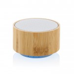 Kabellose Lautsprecher aus Bambus im runden Design Farbe weiß