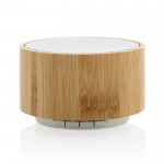 Kabellose Lautsprecher aus Bambus im runden Design Farbe weiß zweite Ansicht