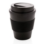 Wiederverwendbare Kaffeebecher mit Kunststoffdeckel Farbe schwarz