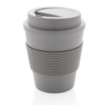 Wiederverwendbare Kaffeebecher mit Kunststoffdeckel Farbe grau
