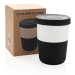 Nachhaltige Kaffeetasse To Go bedrucken Farbe schwarz Ansicht mit Box