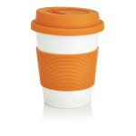 Spülmaschinenfester, biologisch abbaubarer Kaffeebecher To Go Farbe orange