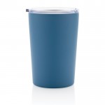 Thermobecher aus recyceltem Stahl mit Henkel Farbe Blau vierte Ansicht