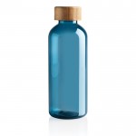 Kunststofflasche recycelt mit Bambusverschluss Farbe Blau zweite Ansicht