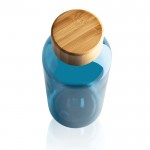Kunststofflasche recycelt mit Bambusverschluss Farbe Blau dritte Ansicht