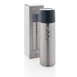 Doppelwandige Thermosflasche als Werbeartikel Farbe grau Ansicht mit Box