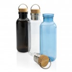 Kunststofflasche recycelt mit Bambusverschluss Farbe Transparent Ansicht in verschiedenen Farben