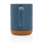 Farbige Tassen mit Korkboden als Werbeartikel Farbe Blau dritte Ansicht