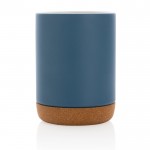 Farbige Tassen mit Korkboden als Werbeartikel Farbe Blau vierte Ansicht