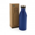 Flaschen aus recyceltem Edelstahl, auslaufsiche, ohne BPA Farbe blau Ansicht mit Box