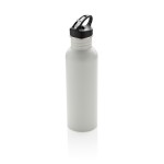 Bedruckte Stahlflasche mit Ausgießer Farbe weiß