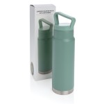 Hochwertige Stahlflaschen mit Griff bedrucken Farbe mintgrün Ansicht mit Box