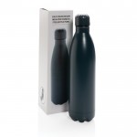 Große Flasche aus Stahl mit Thermofunktion Farbe dunkelblau Ansicht mit Box