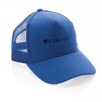 Nachhaltige Trucker-Mütze Farbe blau Ansicht mit Logo