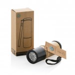 Taschenlampe aus Bambus und recyceltem Kunststoff farbe braun Ansicht mit Box