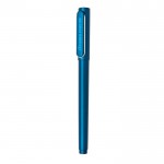Kugelschreiber mit weich schreibender Farbe Farbe blau Ansicht mit Logo