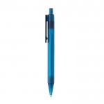 Kugelschreiber aus transparentem RPET bedrucken Farbe blau dritte Ansicht