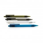 Kugelschreiber aus transparentem RPET bedrucken Farbe blau Ansicht in verschiedenen Farben
