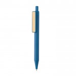 Kugelschreiber mit Bambusclip in verschiedenen Farben Farbe blau